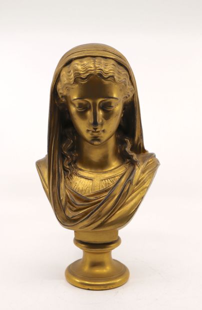 null Eugène-Antoine AIZELIN (1821-1902)
Buste de jeune femme drapée
Épreuve en bronze...