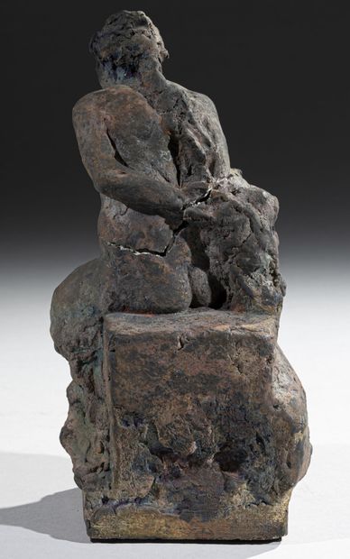 null Dominique FRIEDRICH (né en 1950)
Femme assise sur un rocher 
Sculpture en terre...