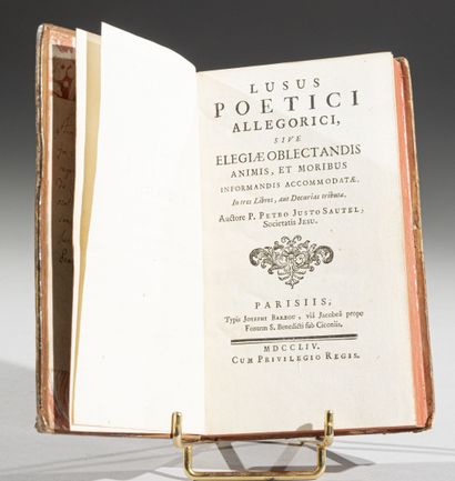 null PETRO JUSTO SAUTEL, 
Lusus poetici allegorici.
Paris, Joseph Barbou, 1754.
In-12...