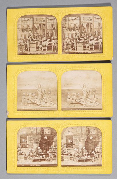 null Stéréoscopie du Second Empire/1890
Joli lot de vingt (20) cartes comprenant...