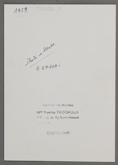 null Yvette TROISPOUX (1914-2007)
Portrait du photographe de Brassaï (1899-1984),...