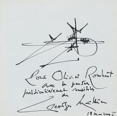  Georges MATHIEU (1921-2012)
Sans titre, 2005
Dessin à l'encre (plume), signé, daté... Gazette Drouot