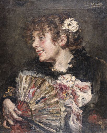null Eduardo Léon GARRIDO (1856-1949)
Jeune femme à l'éventail
Huile sur toile, signée...
