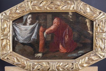 null École ESPAGNOLE vers 1640
Sainte Véronique essuyant le visage du Christ
Panneau...