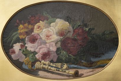 null École FRANCAISE du XIXème siècle 
Nature-morte au tambourin et Nature-morte...