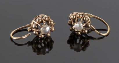 Pair of antique 18K (750°/°°) yellow gold...
