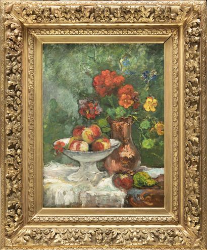 null Jacques MARTIN (1844-1919)
Fruits dans une coupe et fleurs
Huile sur toile
H....