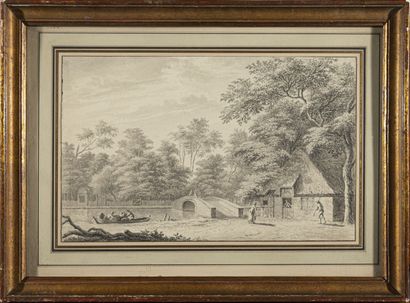 null Gerard van ROSSUM (1699-1772)
Paysage de canal au pont animé
Plume et encre...