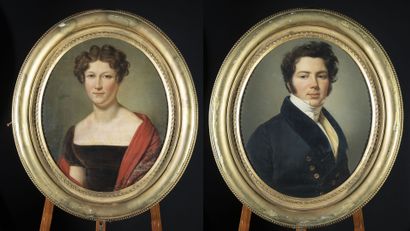null École FRANCAISE du début du XIXème siècle
Portrait d'un homme et de son épouse
Paire...