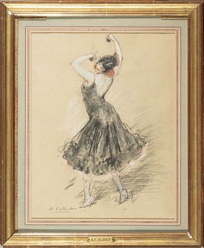 null Antoine CALBET (1860-1944)
Danseuse espagnole
Crayon noir et rehauts de craie,...