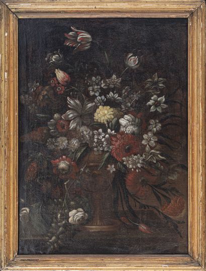 null École ITALIENNE vers 1700
Fleurs dans un vase de bronze
Toile
H. 80 cm L. 60...