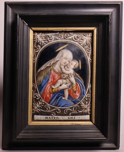null Jacques II Laudin (ca 1665-après 1729) 
Vierge à l'Enfant 
Plaque de cuivre...