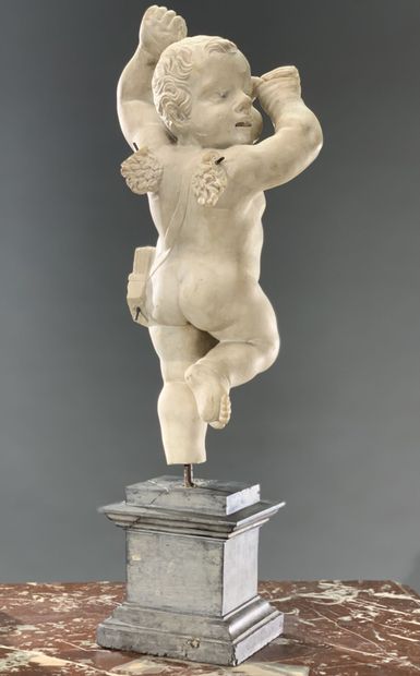 null École italienne du XVIIIème siècle 
Cupidon 
Ronde-bosse en marbre blanc
H....