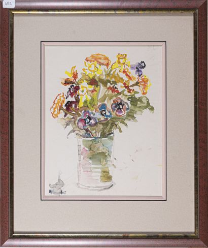 null René HAMIOT (1912-1975)
Bouquets de fleurs
Réunion de deux aquarelles, portant...