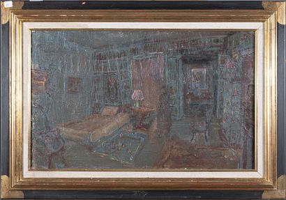 null René HAMIOT (1912-1975)
La chambre
Huile sur toile, portant le cachet de la...
