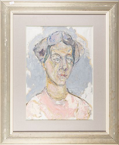 null René HAMIOT (1912-1975)
Portrait de femme
Huile sur papier, signée en bas à...