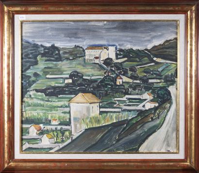 null René HAMIOT (1912-1975)
Le couvent Saint-Julien, 1955
Huile sur carton toilé,...