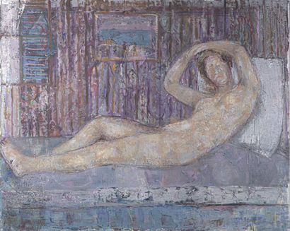 null René HAMIOT (1912-1975)
Nu couché
Huile sur toile, signée au dos et portant...
