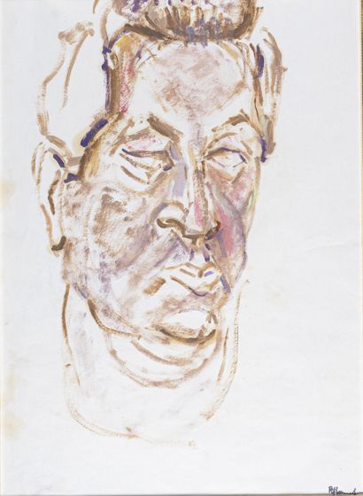 null René HAMIOT (1912-1975)
Portrait d'Homme
Monotype ou gouache, portant le cachet...