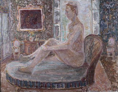 null René HAMIOT (1912-1975)
Hommage à Lachièze-Rey
Huile sur toile, portant le cachet...