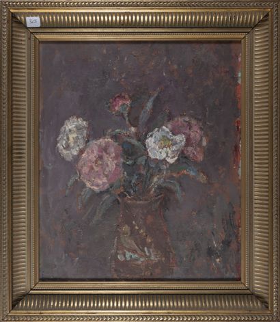 null René HAMIOT (1912-1975)
Bouquet de fleurs 
Huile sur carton signée en bas à...