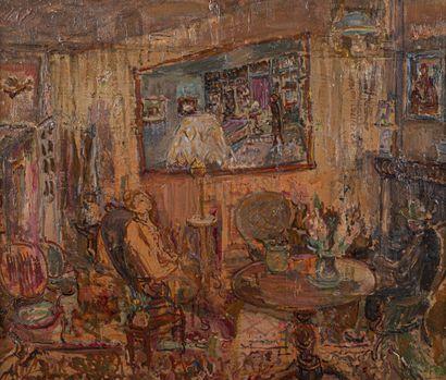 null René HAMIOT (1912-1975)
Femme dans son intérieur
Huile sur toile, portant le...