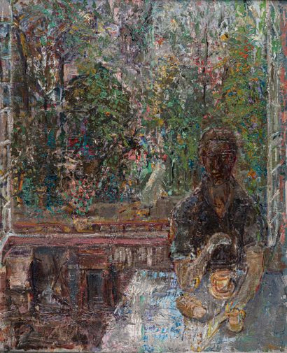 null René HAMIOT (1912-1975)
Le petit déjeuner 
Huile sur toile, signée en bas à...