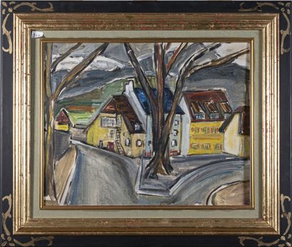 null René HAMIOT (1912-1975)
Paysage de Haute-Savoie
Huile sur carton toilé, portant...