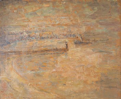 null René HAMIOT (1912-1975)
Bord du lac au couchant
Huile sur toile, portant le...