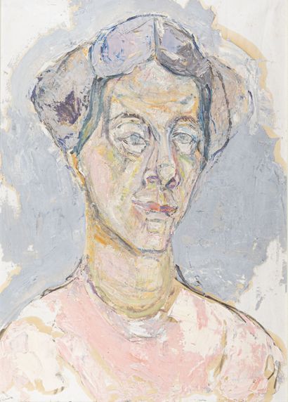 null René HAMIOT (1912-1975)
Portrait de femme
Huile sur papier, signée en bas à...