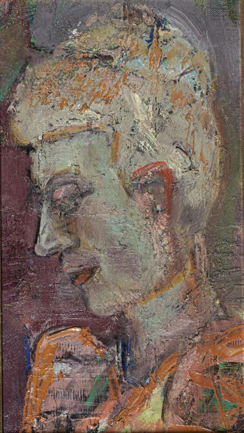 null René HAMIOT (1912-1975)
Profil de femme 
Huile sur panneau d'isorel, portant...