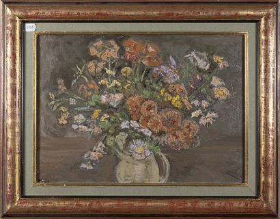 null René HAMIOT (1912-1975)
Bouquet de fleurs
Huile sur toile, signée au dos et...
