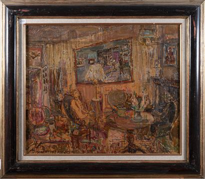 null René HAMIOT (1912-1975)
Femme dans son intérieur
Huile sur toile, portant le...