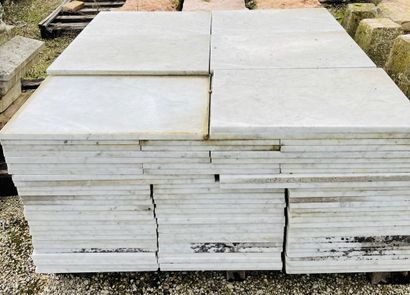 null Lot d'environ 40 m2 de dalles en marbre veiné gris.
20 mm d'épaisseur - L. 60...