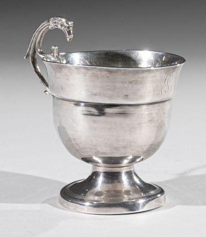 Silver tulip cup on molded pedestal, high...