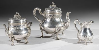 Silver tea service composed of a teapot,...