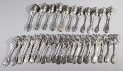A set of silver flatware, filets model, composed...