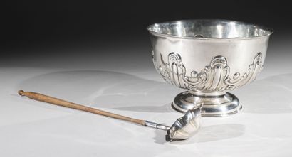 ENGLAND
Very large silver punch bowl on pedestal,...