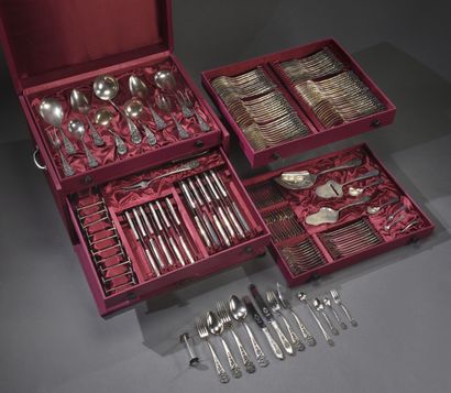 Silver plated cutlery set composed of twelve...