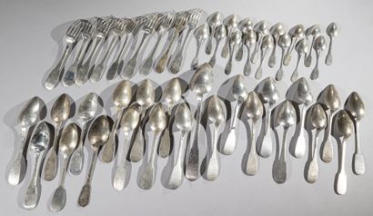 Set of silver flatware, uniplat model, consisting...