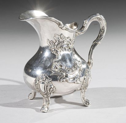 Silver milk jug decorated with a rocaille...