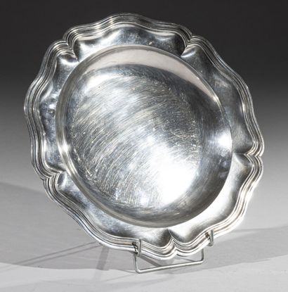 Circular silver dish with five contours molded...