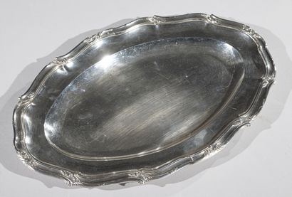 Oval silver dish with eight contours and...