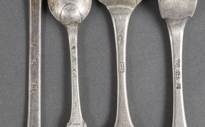 null Set of silver flatware, some figured, consisting of: two table settings, a set...