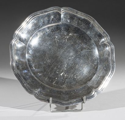 Circular silver dish with five contours molded...