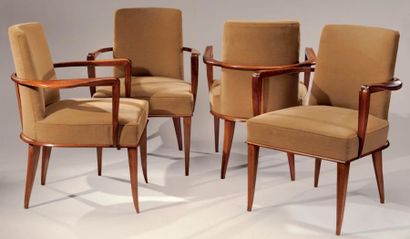 Etienne-Henri MARTIN (1905-1998) décorateur, LE GOFF (ébéniste) Suite de quatre fauteuils...