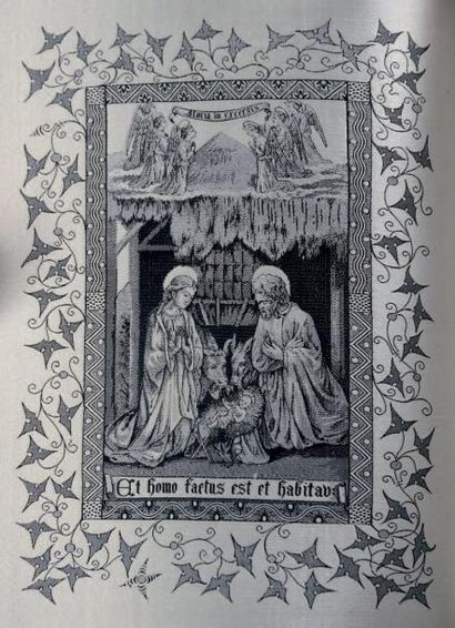 null Rare livre d'heures tissé, manufacture J.A Henry, Lyon, 1887, édité par A. Roux...