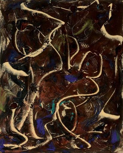 Yolande FIEVRE (1907-1983) Peinture automatique. Sans titre Huile et gouache sur...