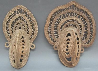 null Deux masques en vannerie finement tressée Abelam, Maprik, Nouvelle-Guinée H....