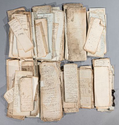 RHÔNE. A flat box of archives, 17th-18th century.Notarial...